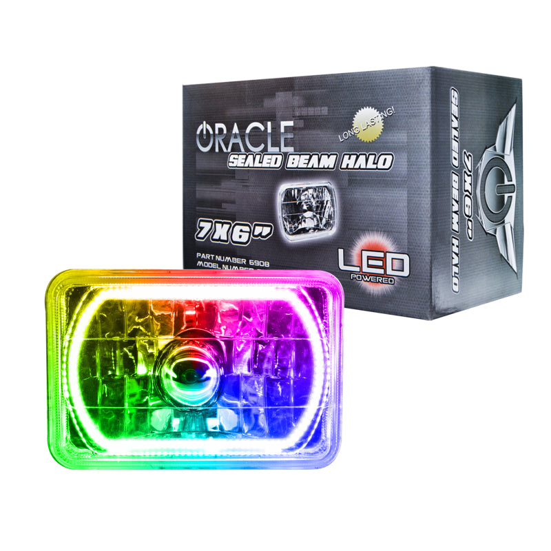 Oracle Pre-Installed Lights 7x6 IN. Sealed Beam - ColorSHIFT Halo - eliteracefab.com