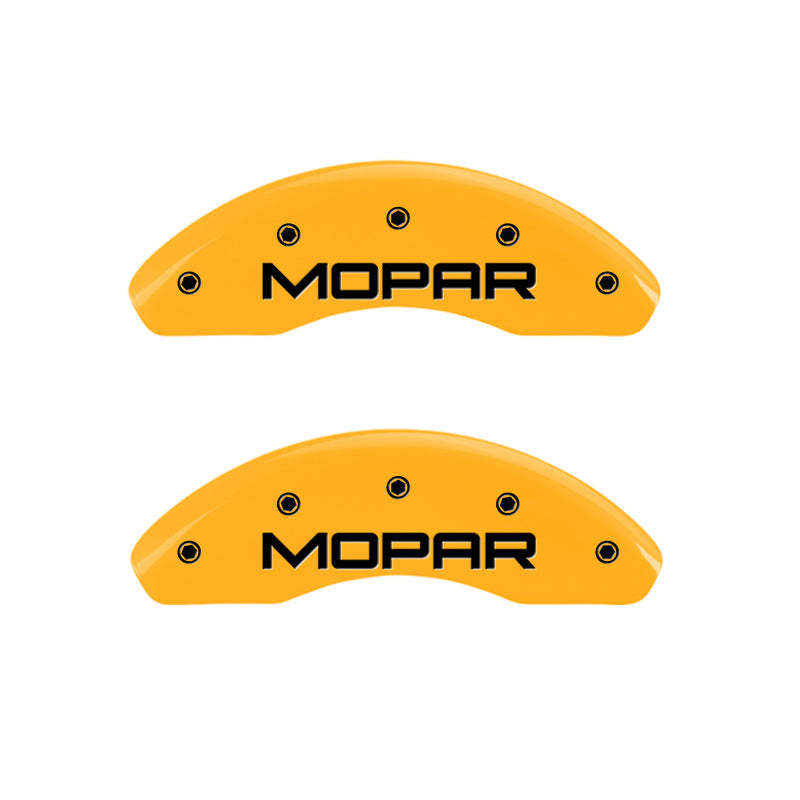 MGP 4 Caliper Covers Engraved Front & Rear MOPAR Yellow finish black ch MGP