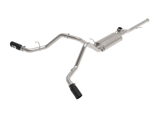 aFe Gemini XV 3in 304 SS Cat-Back Exhaust w/ Cutout 14-19 GM Trucks 4.3L/5.3L w/ Black Tips aFe