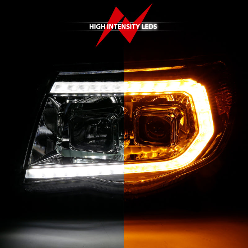 ANZO TOYOTA TACOMA 05-11 PROJECTOR LED PLANK STYLE HEADLIGHTS CHROME W/ SEQUENTIAL SIGNAL- 111565 ANZO