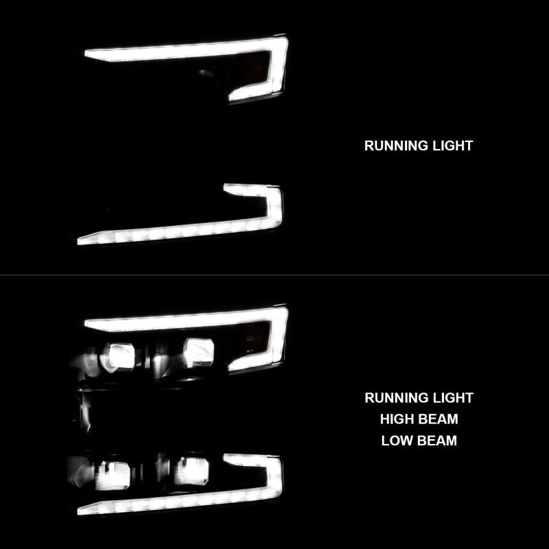 ANZO 19-22 Chevrolet Silverado 1500 LED Proj HL w/Lgt Bar SwBk Seq. Blk w/In. Light - Passenger Side ANZO