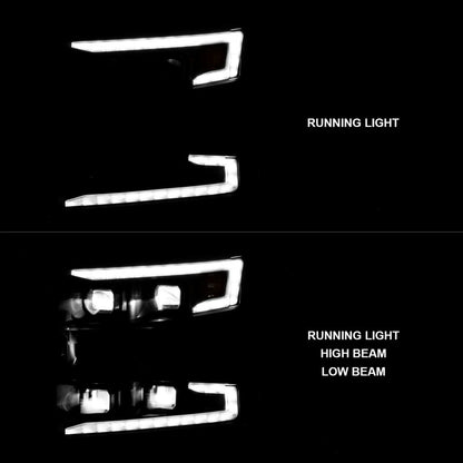 ANZO 19-22 Chevrolet Silverado 1500 LED Proj HL w/Lgt Bar SwBk Seq. Blk w/In. Light - Passenger Side ANZO