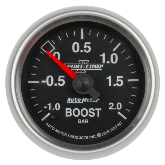 Autometer Sport-Comp II Gauge Vac/Boost 2 1/16in -1 - +2 Bar Mechanical Sport-Comp II 3603-M2