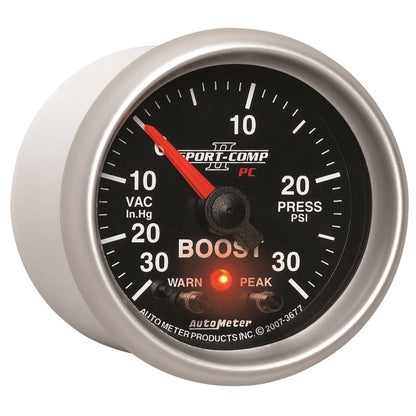 Autometer Sport-Comp II 52mm 30 IN HG / 30 PSI Electronic Boost/Vacuum Gauge 3677