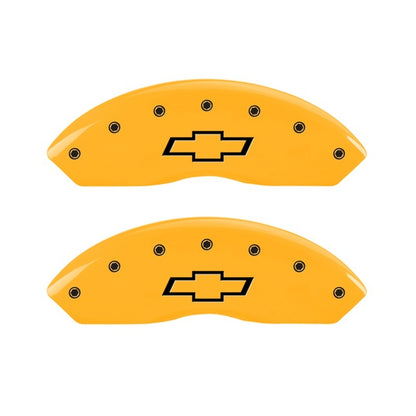 MGP 2 Caliper Covers Engraved Front Bowtie Yellow Finish Black Char 1997 Chevrolet C3500 MGP