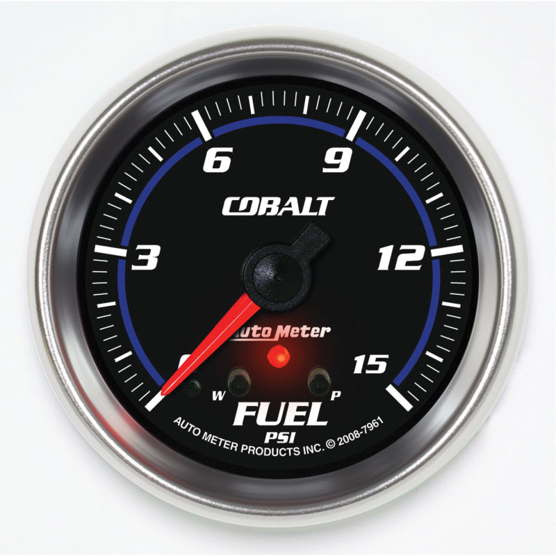 AutoMeter Gauge Fuel Press 2-5/8in. 15PSI Stepper Motor W/ Peak & Warn Cobalt 7961