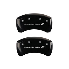 MGP 4 Caliper Covers Engraved Front & Rear With stripes/Challenger Black finish silver ch - eliteracefab.com