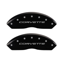 Load image into Gallery viewer, MGP 4 Caliper Covers Engraved Front &amp; Rear C5/Corvette Black finish silver ch - eliteracefab.com