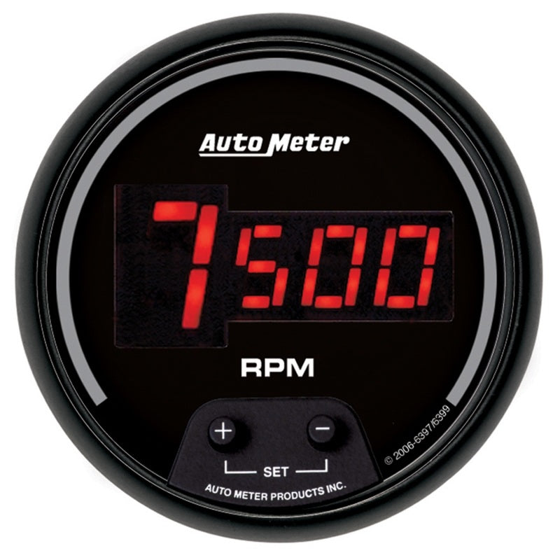 AutoMeter Gauge Tach 3-3/8in. 10K RPM In-Dash Digital Black Dial W/ Red Led 6397