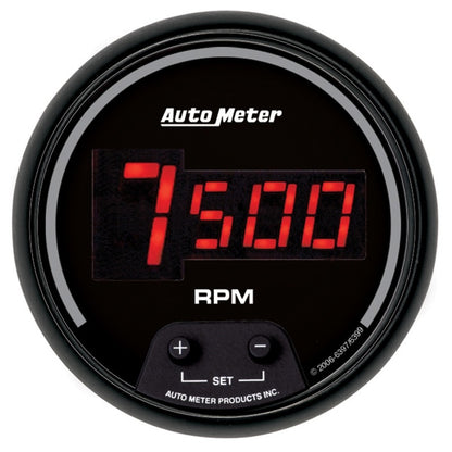 AutoMeter Gauge Tach 3-3/8in. 10K RPM In-Dash Digital Black Dial W/ Red Led 6397