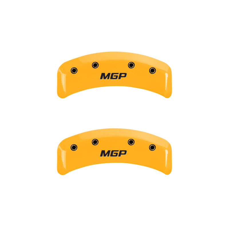MGP 4 Caliper Covers Engraved Front & Rear MGP Yellow Finish Black Char 2006 Lexus GS300 MGP