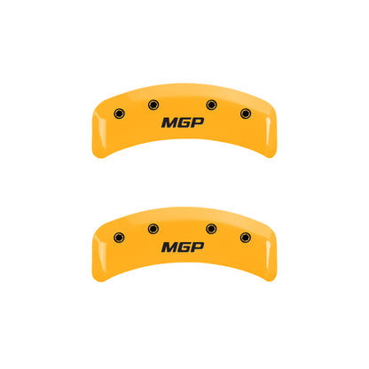 MGP 4 Caliper Covers Engraved Front & Rear MGP Yellow Finish Black Char 2006 Lexus IS250 MGP