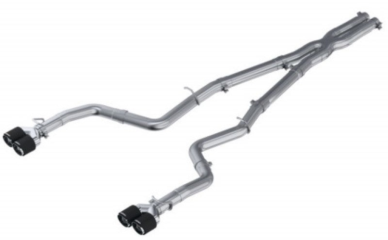 MBRP 15-16 Dodge Challenger 5.7L HEMI SS 3in Quad Split Rear Exit w/ Carbon Fiber Tips - T304 - eliteracefab.com