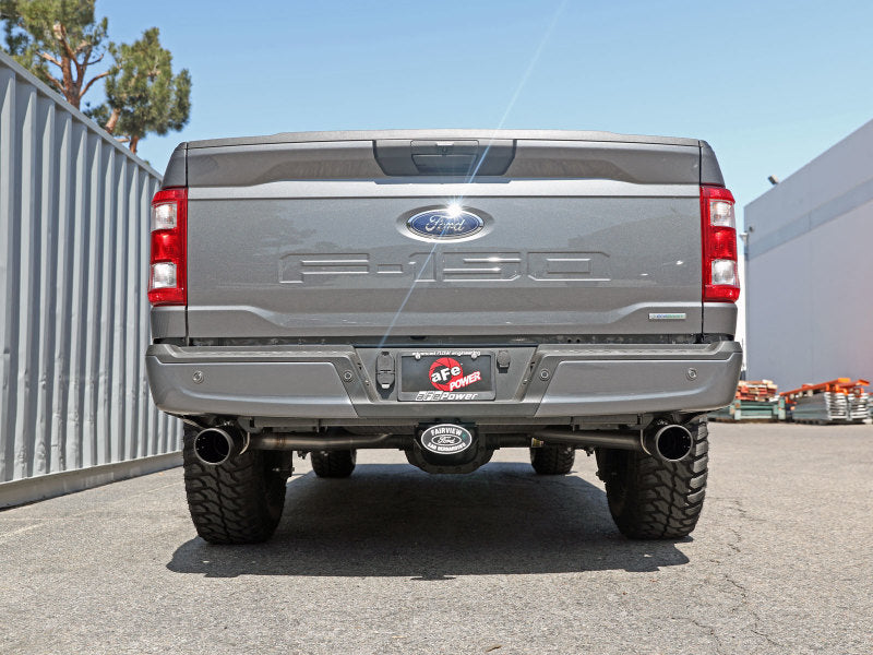 aFe Vulcan 3in 304 SS Cat-Back Exhaust 2021 Ford F-150 V6 2.7L/3.5L (tt)/V8 5.0L w/ Black Tips aFe