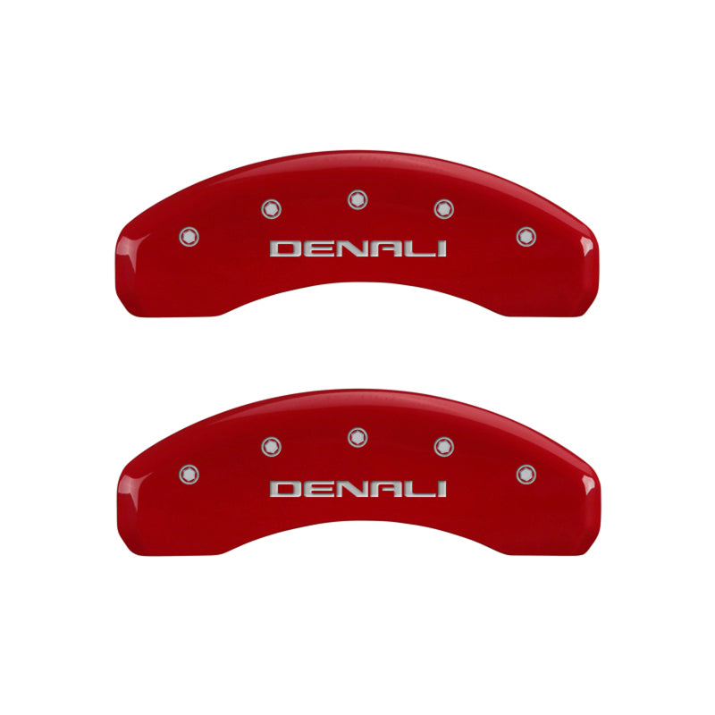 MGP 4 Caliper Covers Engraved Front & Rear Denali Red Finish Silver Char 2018 GMC Canyon MGP