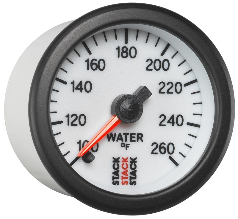 Autometer Stack 52mm 100-260 Deg F 1/8in NPTF Male Pro Stepper Motor Water Temp Gauge - White ST3358