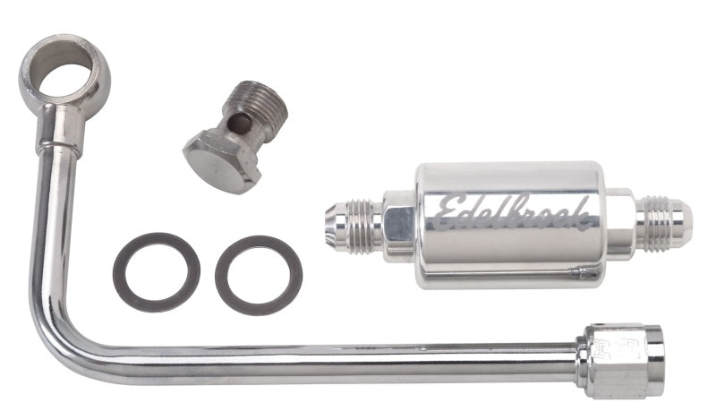 Edelbrock 3/8In Hard Fuel Line w/ -6 B-Nut and Polished Filter Edelbrock