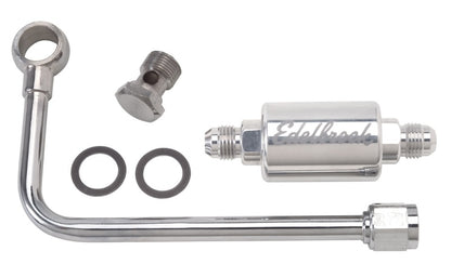 Edelbrock 3/8In Hard Fuel Line w/ -6 B-Nut and Polished Filter Edelbrock