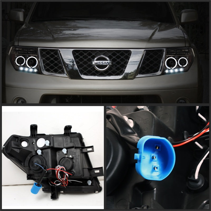 Spyder Nissan Frontier 05-08 Projector Headlights LED Halo LED Smke PRO-YD-NF05-HL-SM - eliteracefab.com