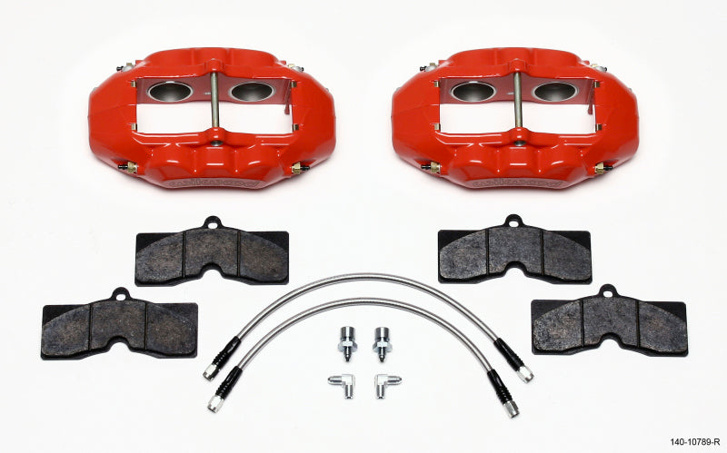 Wilwood D8-4 Front Caliper Kit Red Corvette C2 / C3 65-82 - eliteracefab.com