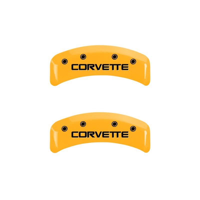 MGP 4 Caliper Covers Engraved F & R C4/Corvette Yellow Finish Black Char 1988 Chevrolet Corvette MGP