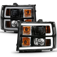 Load image into Gallery viewer, ANZO 2007-2013 Gmc Sierra 1500 Projector Headlight Plank Style Black w/ Clear Lens Amber - eliteracefab.com