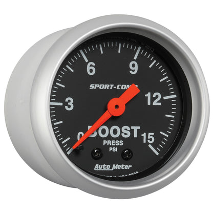 Autometer 2-1/16in 0-15 PSI Mechanical Sport-Comp Boost Pressure Gauge 3302