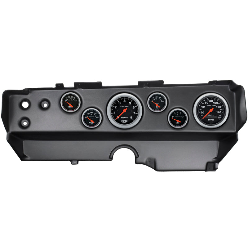 Autometer Sport-Comp 70-74 E-Body/Cuda/Challenger Dash Kit 6pc Tach / MPH / Fuel / Oil / WTMP / Volt 7029-SC