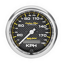 Load image into Gallery viewer, Autometer Carbon Fiber 85.7mm 190 KPH Range Speedometer Elect. Programmable Gauge