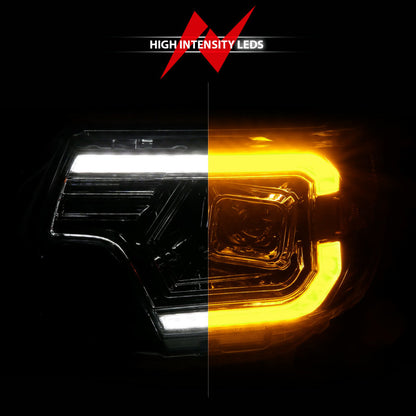 ANZO 12-15 Toyota Tacoma Projector Headlights - w/ Light Bar Switchback Chrome Housing ANZO