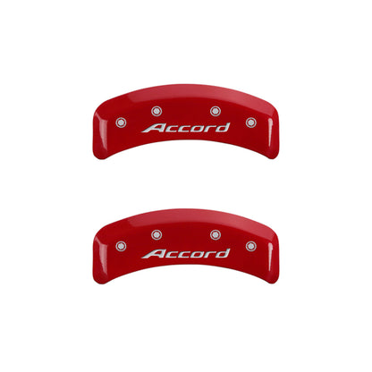 MGP 4 Caliper Covers Engraved Front Accord Engraved Rear Accord Red finish silver ch MGP
