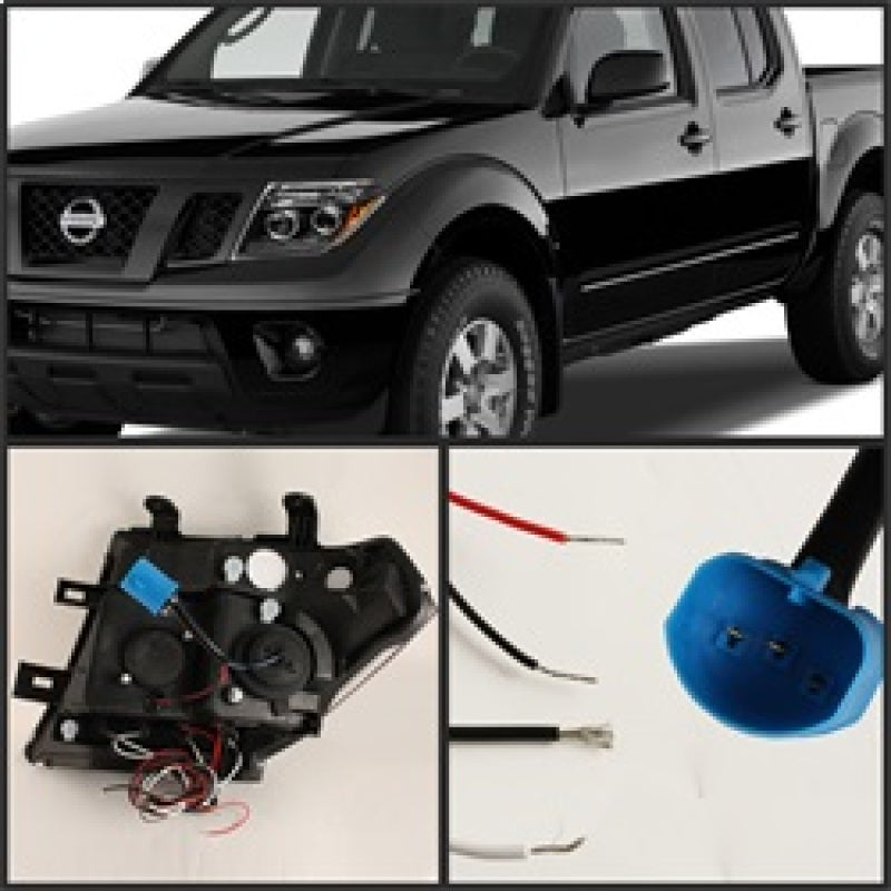 Spyder Nissan Frontier 05-08 Projector Headlights LED Halo LED Blk PRO-YD-NF05-HL-BK - eliteracefab.com