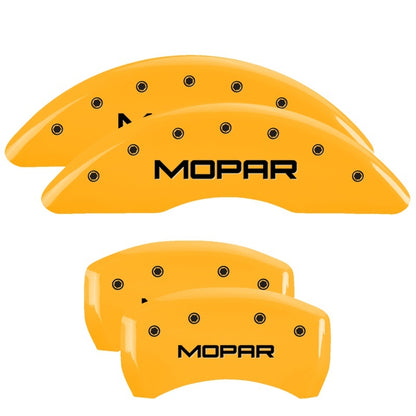 MGP 4 Caliper Covers Engraved Front & Rear MOPAR Yellow finish black ch MGP