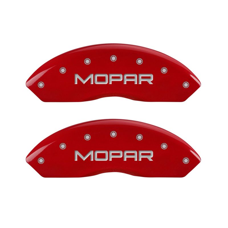 MGP Set of 4 Caliper Covers, Engraved Front and Rear: Red Powder Coat Finish, Silver Characters. MGP