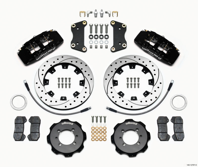 Wilwood Dynapro 6 Front Hat Kit 12.19in Drilled 2012 Fiat 500 w/ Lines Wilwood