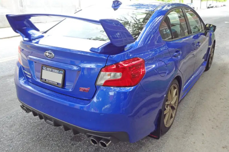 Rally Armor UR Mudflaps Blue Urethane White Logo 2015-2021 WRX / 2015-2021 STI - eliteracefab.com