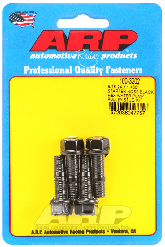 ARP 5/16-24 X 1.450 Starter Nose Black Hex Water Pump Pulley Stud Kit ARP