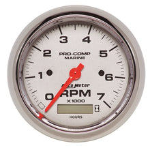 Load image into Gallery viewer, Autometer Marine Chrome Ultra-Lite 3-3/8in 7K RPM w/Hourmeter Tachometer Gauge