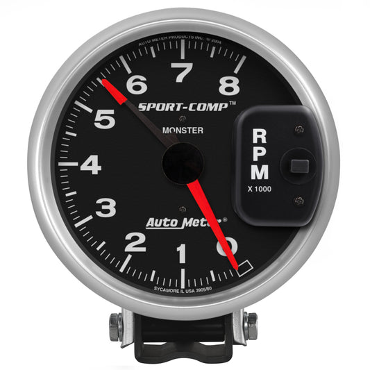 Autometer Sport-Comp 5in / 0-8K RPM / Pedestal w/Redline Tachometer 3980