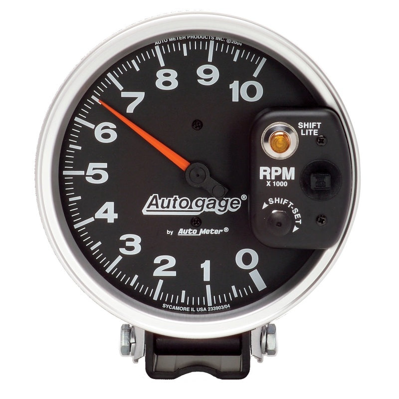 Autometer AutoGage 5in / 10k RPM / Pedestal Mount Black Tachometer w/ Shift Light 233903