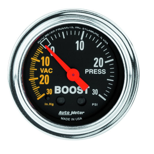 AutoMeter Gauge Vac/Boost 2-1/16in. 30Inhg-30PSI Mechanical Traditional Chrome 2403