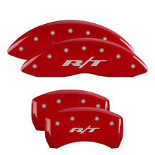 Load image into Gallery viewer, MGP 4 Caliper Covers Engraved Front &amp; Rear RT1-Truck Red finish silver ch - eliteracefab.com