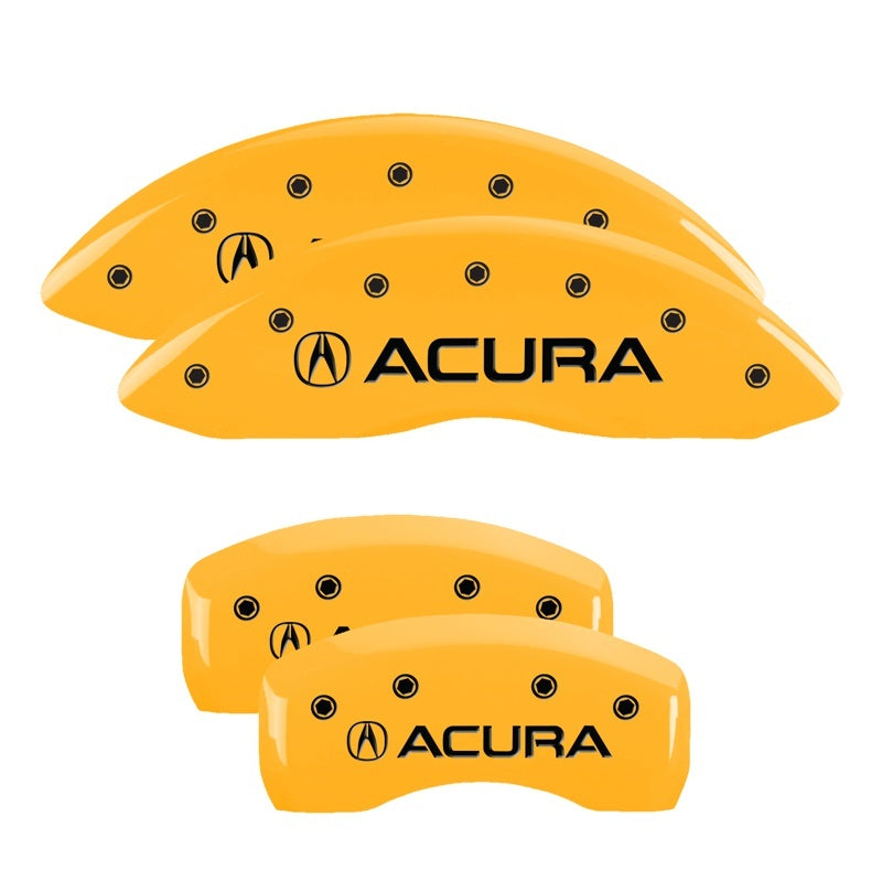 MGP 4 Caliper Covers Engraved Front & Rear Acura Yellow Finish Black Char 2017 Acura ILX MGP