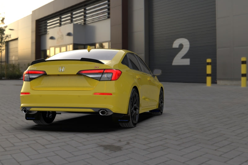 Rally Armor 2022 Honda Civic (Incl. Si/Sport/Touring) Black UR Mud Flap w/ Blue Logo - eliteracefab.com