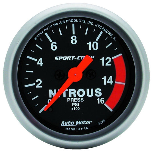 AutoMeter Gauge Nitrous Pressure 2-1/16in. 1600PSI Digital Stepper Motor Sport-Comp 3374