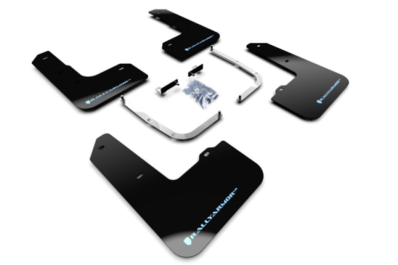 Rally Armor 2019+ Hyundai Elantra N Line UR Black Mud Flap w/ Performance Blue Logo - eliteracefab.com