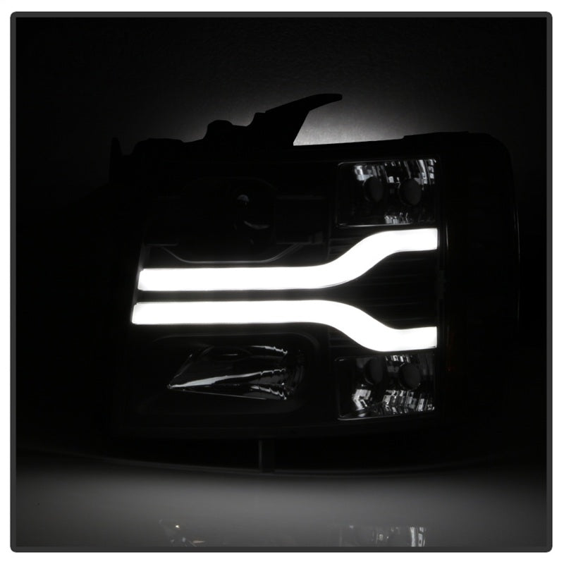 Spyder Chevy Silverado 1500 07-13 Version 3 Projector Headlights - Black PRO-YD-CS07V3-LBDRL-BK - eliteracefab.com