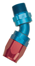 Load image into Gallery viewer, Russell Performance -10 AN Red/Blue 45 Deg Full Flow Swivel Pipe Thread Hose End (With 3/8in NPT)