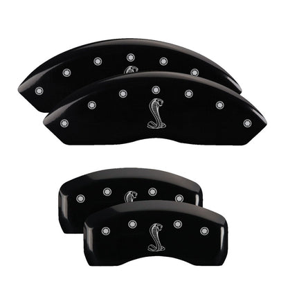 MGP 4 Caliper Covers Engraved Front Mustang Engraved Rear S197/GT Black finish silver ch MGP