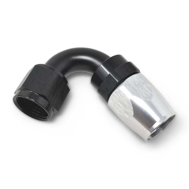 Russell Performance -12 AN Black/Silver 120 Degree Tight Radius Full Flow Swivel Hose End